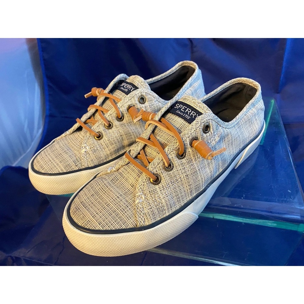 Sperry Top-Sider Crest Vibe Linen Sneakers Gray White Low Top Shoes Womens 6M